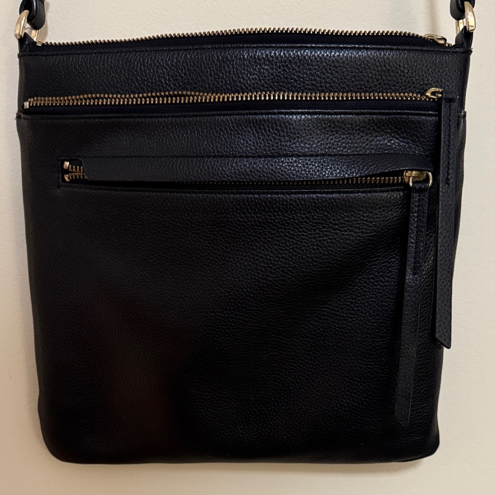 Black LEATHER Crossbody Bag